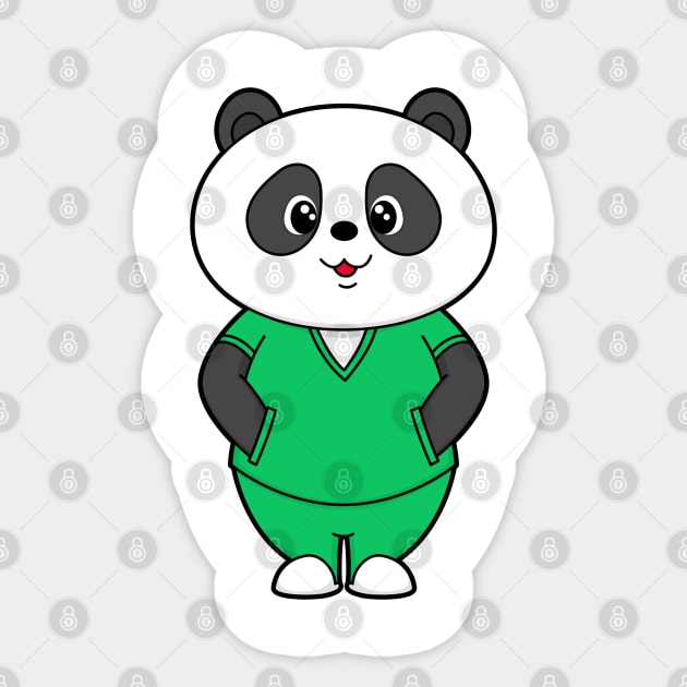 Panda as Nurse with Smock Sticker by Markus Schnabel